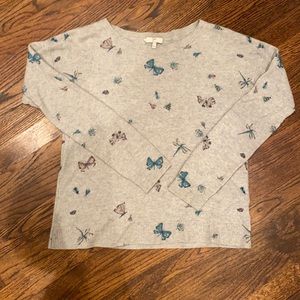 Joie light grey butterfly cashmere blend sweater